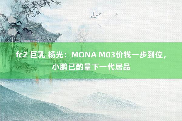 fc2 巨乳 杨光：MONA M03价钱一步到位，小鹏已酌量下一代居品