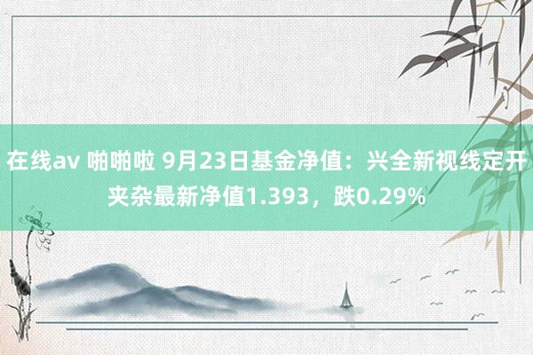 在线av 啪啪啦 9月23日基金净值：兴全新视线定开夹杂最新净值1.393，跌0.29%