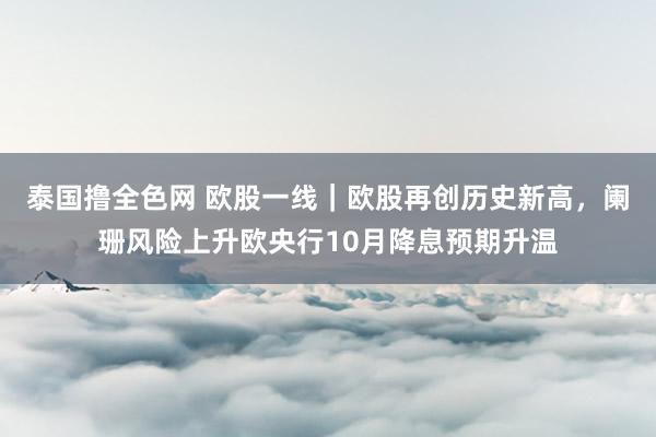 泰国撸全色网 欧股一线｜欧股再创历史新高，阑珊风险上升欧央行10月降息预期升温