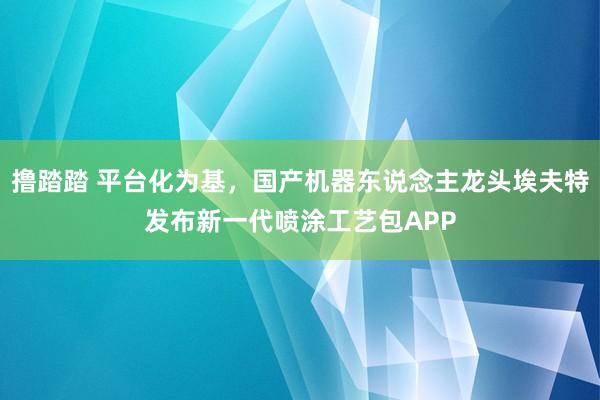 撸踏踏 平台化为基，国产机器东说念主龙头埃夫特发布新一代喷涂工艺包APP