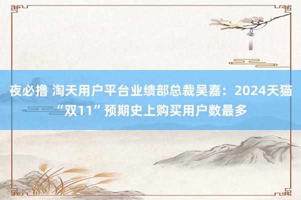 夜必撸 淘天用户平台业绩部总裁吴嘉：2024天猫“双11”预期史上购买用户数最多