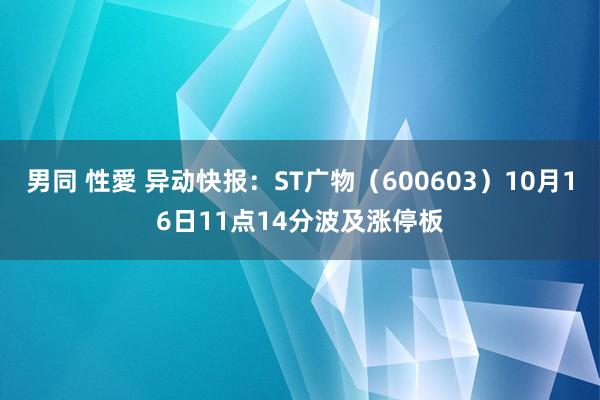 男同 性愛 异动快报：ST广物（600603）10月16日11点14分波及涨停板