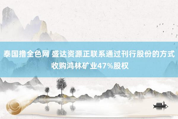 泰国撸全色网 盛达资源正联系通过刊行股份的方式 收购鸿林矿业47%股权