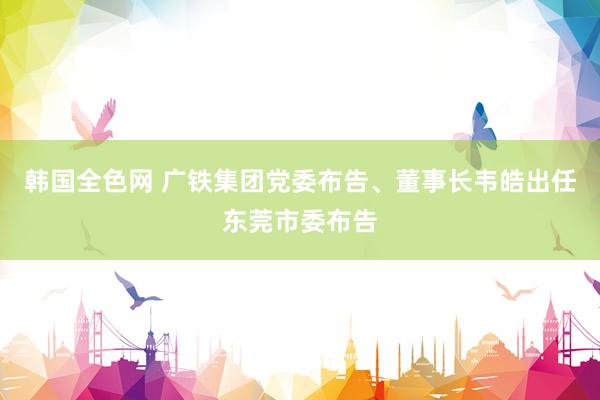 韩国全色网 广铁集团党委布告、董事长韦皓出任东莞市委布告