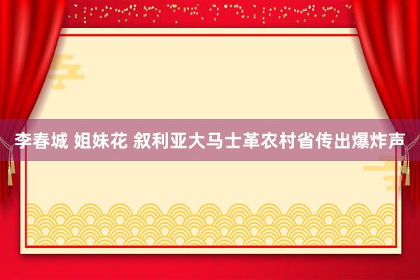 李春城 姐妹花 叙利亚大马士革农村省传出爆炸声