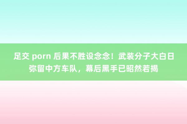 足交 porn 后果不胜设念念！武装分子大白日弥留中方车队，幕后黑手已昭然若揭