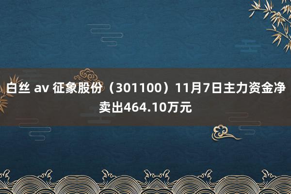 白丝 av 征象股份（301100）11月7日主力资金净卖出464.10万元