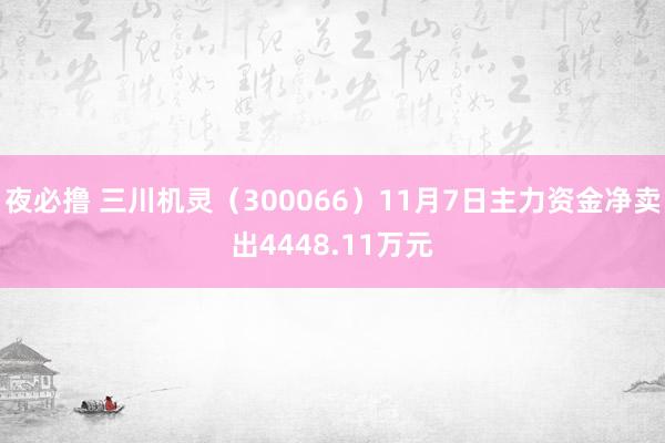 夜必撸 三川机灵（300066）11月7日主力资金净卖出4448.11万元