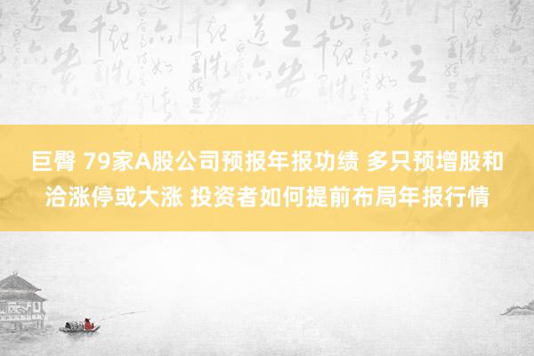 巨臀 79家A股公司预报年报功绩 多只预增股和洽涨停或大涨 投资者如何提前布局年报行情