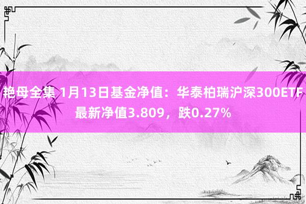 艳母全集 1月13日基金净值：华泰柏瑞沪深300ETF最新净值3.809，跌0.27%